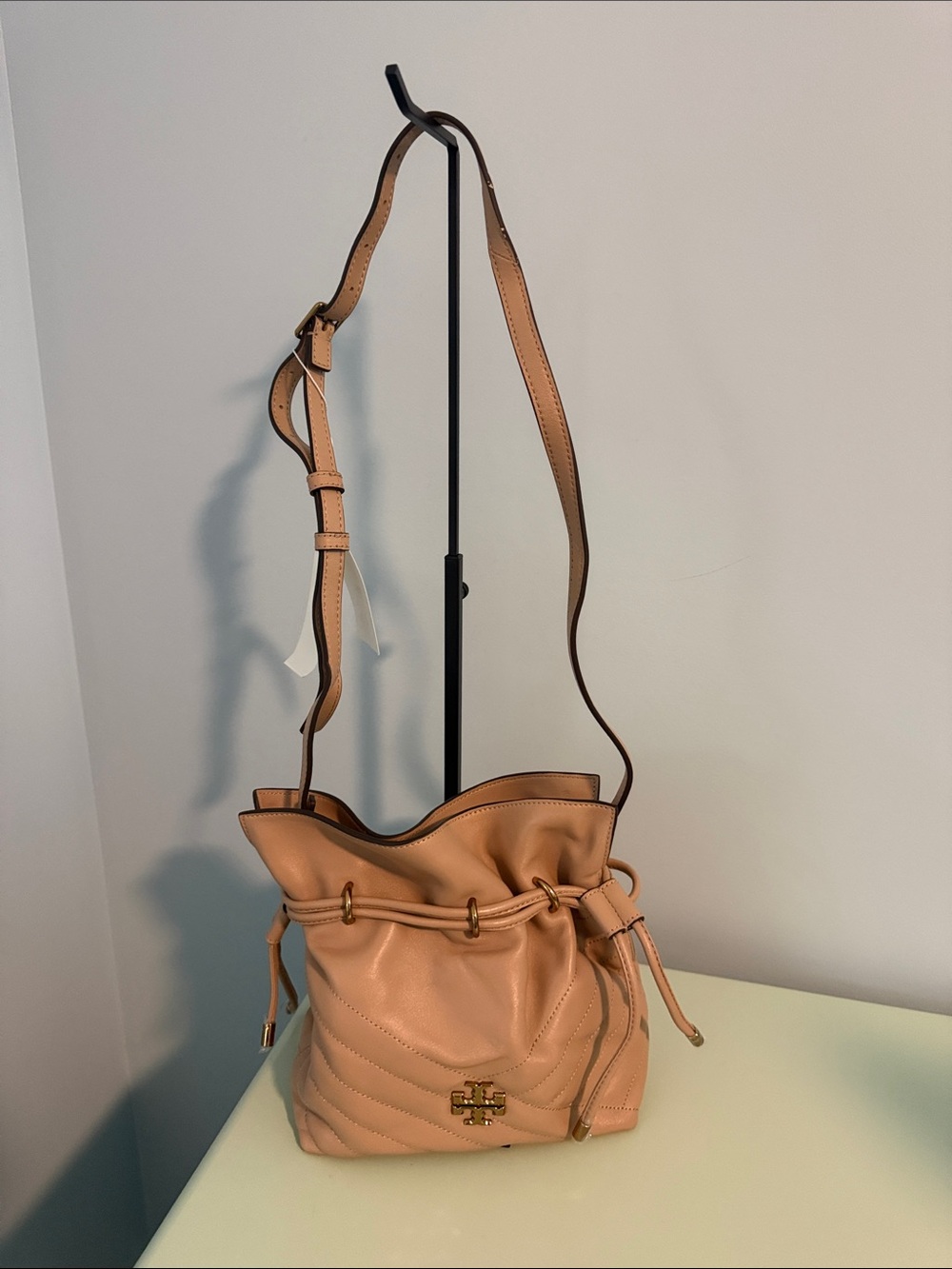 Tory Burch Quilted Drawstring Shoulder Bag/ Crossbody in Nude